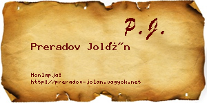 Preradov Jolán névjegykártya